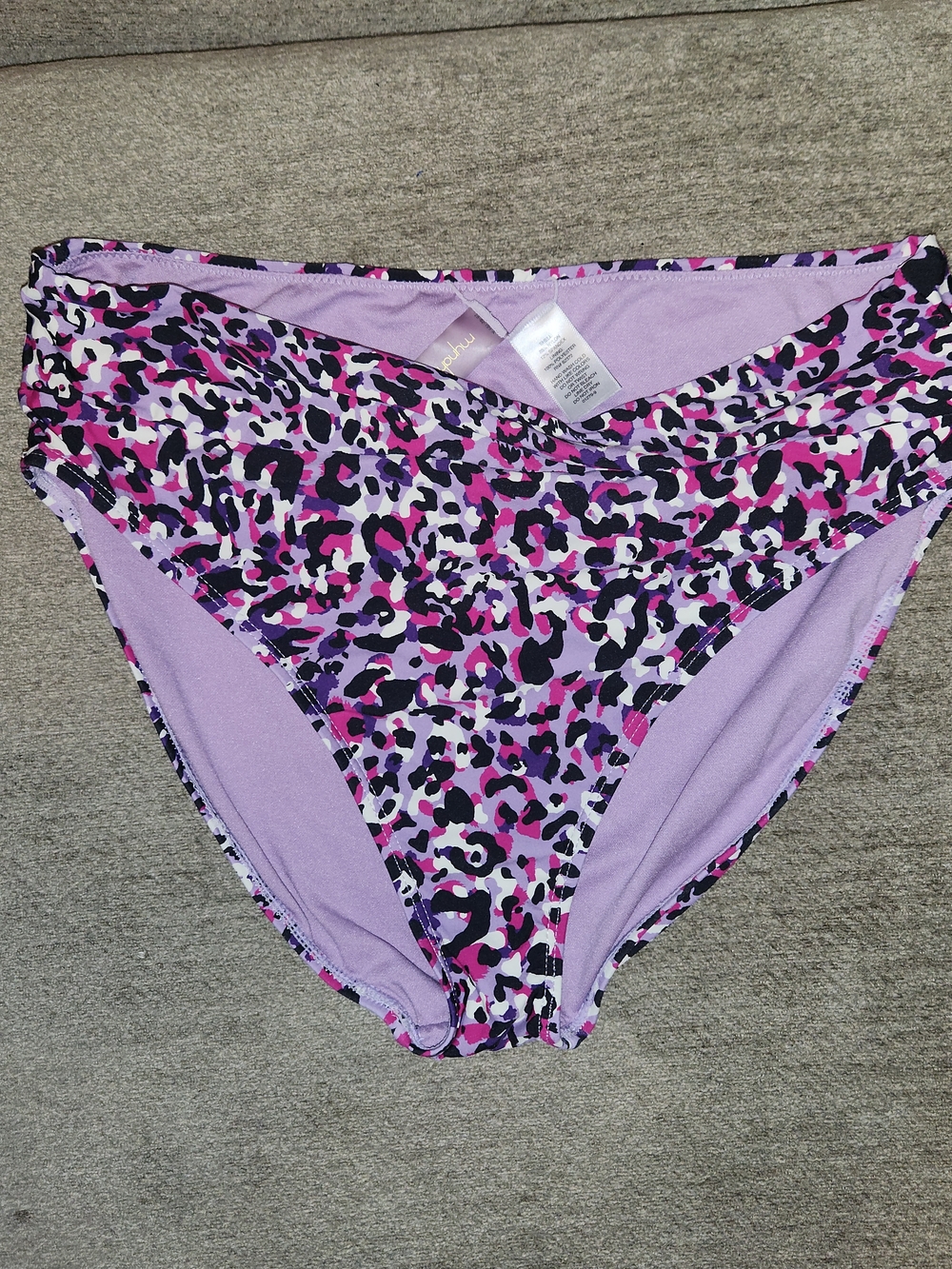 Mynah Purple & Pink Leopard High-Waist Bikini Bottoms
